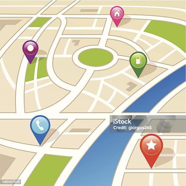 City Map Stock Illustration - Download Image Now - City, Direction, Directional Sign