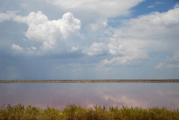 Red Veldrif Salt Pans stock photo