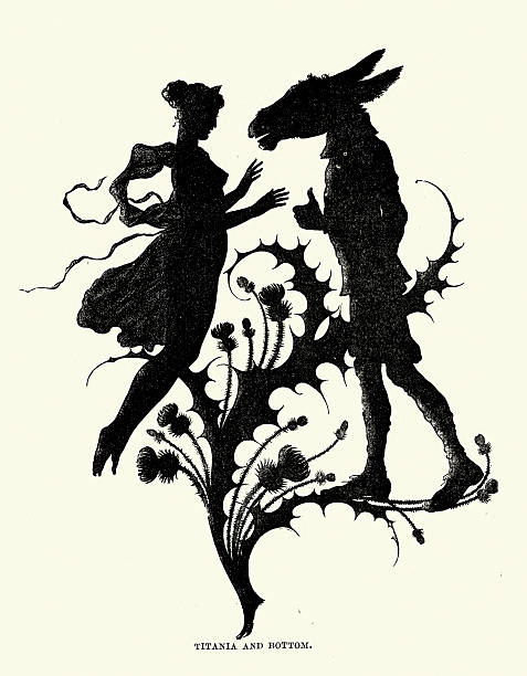 illustrations, cliparts, dessins animés et icônes de songe d'une nuit de rêve, silhouette de titania et le bas - william shakespeare illustrations