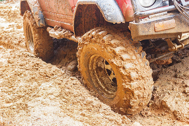 istock car tires in dirt road 480412082
