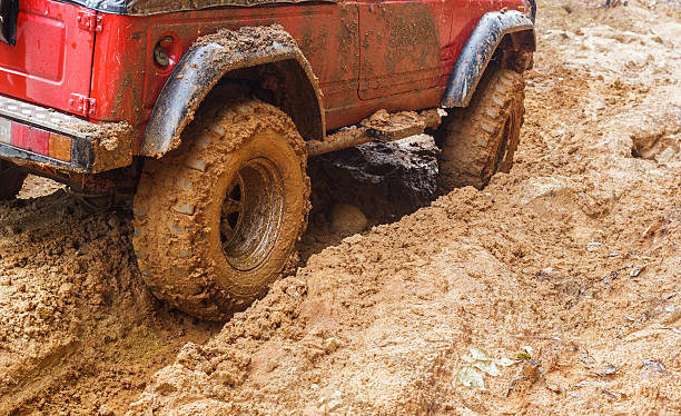 istock car tires in dirt road 480412236