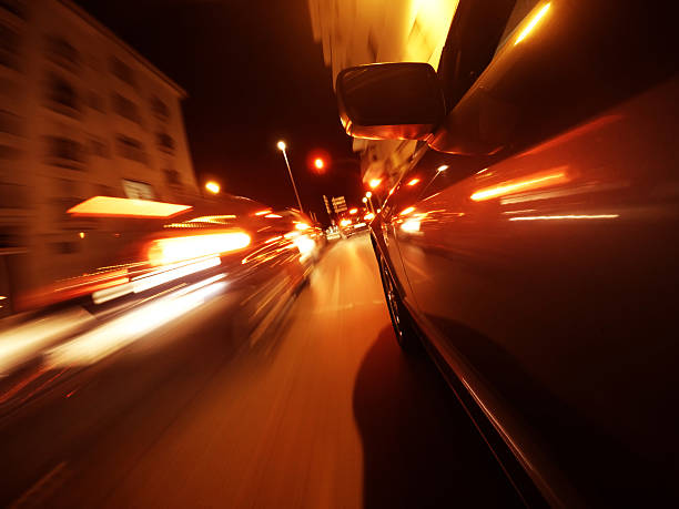 istock Night Driving - Side of Car Going Fast 480412252