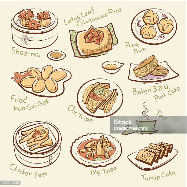 Set Of Chinese Food Stock Illustration - Download Image Now - Dim Sum, Tripe, Fashion