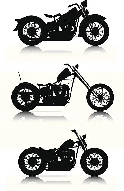 Vector illustration of set of motorcycle silhouettes