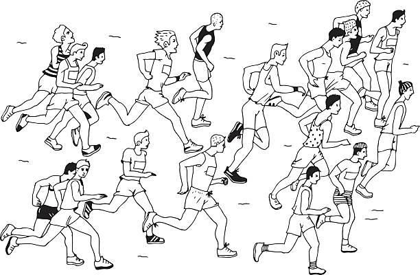 그룹 man 마라톤 대회 - marathon jogging success the end stock illustrations