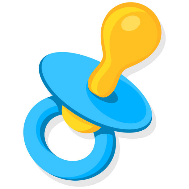 baby schnuller, isoliert auf weiss - beißring stock-grafiken, -clipart, -cartoons und -symbole