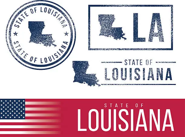 Vector illustration of USA rubber stamps - State of Louisiana