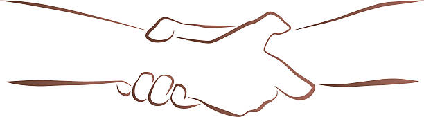 Handshake Grip Outline illustration of a firm (helping, rescuing) handshake. permission concept illustrations stock illustrations