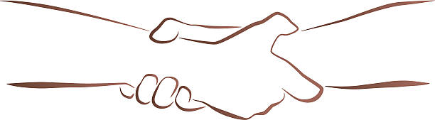 Handshake Grip Outline illustration of a firm (helping, rescuing) handshake. hands clasped stock illustrations