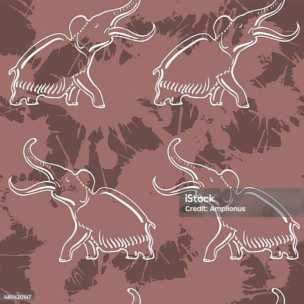 Bezszwowe Z Mamut - Stockowe grafiki wektorowe i więcej obrazów Brązowy - Brązowy, Ciosy, Dzikie zwierzęta