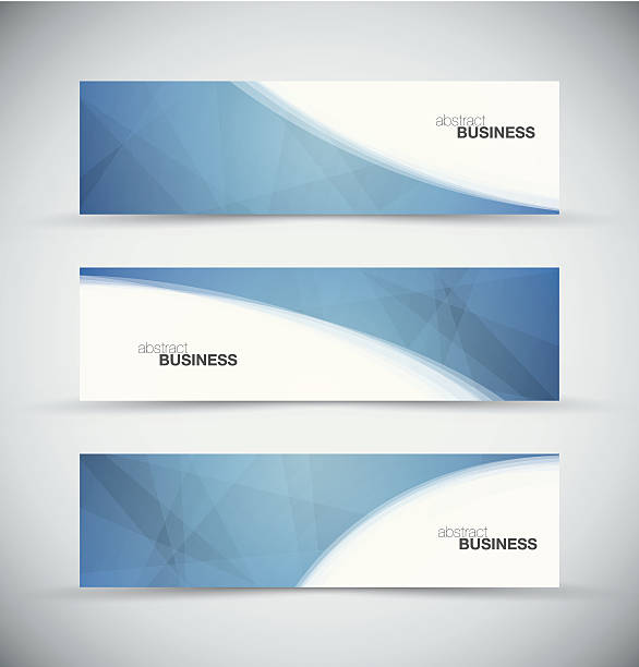 Three abstract blue business header banners vector vector art illustration