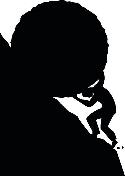 sisyphus-silhouette - sisyphus stock-grafiken, -clipart, -cartoons und -symbole