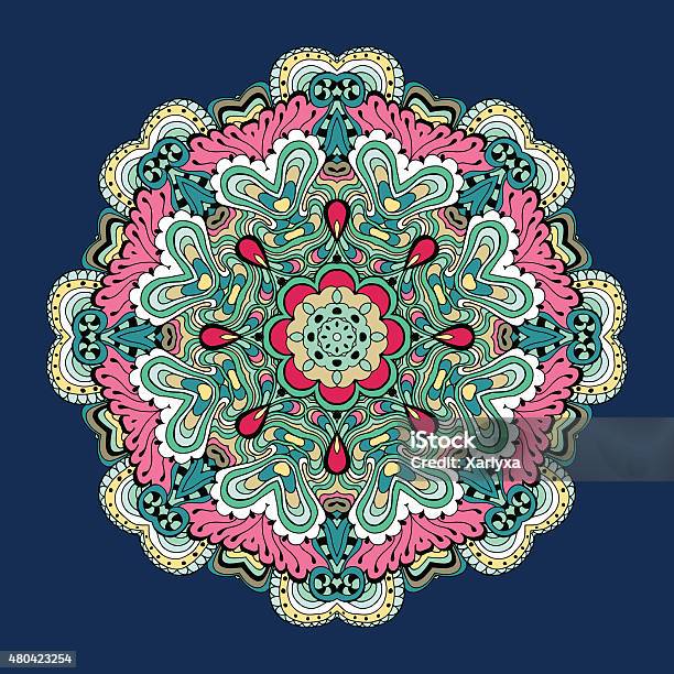 Circular Floral Ornament Stock Illustration - Download Image Now - 2015, Abstract, Blurred Motion