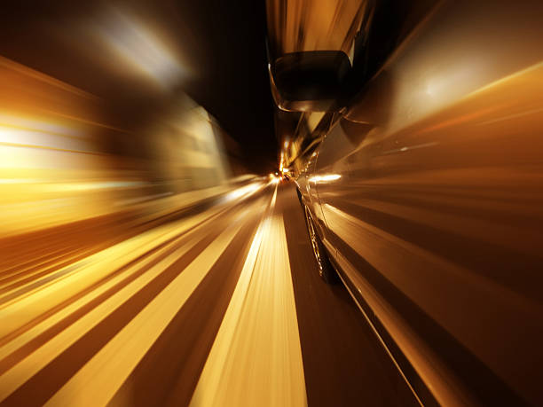 istock Night Driving - Side of Car Going Fast 480423272