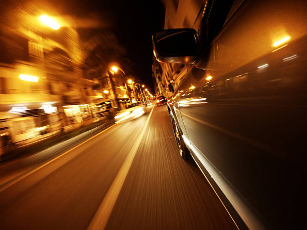 istock Night Driving - Side of Car Going Fast 480423288