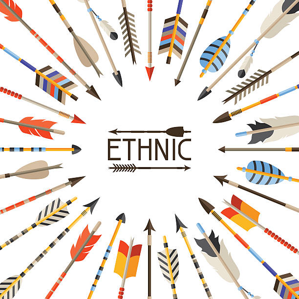 Ethnic background with indian arrows in native style Ethnic background with indian arrows in native style. famous archer stock illustrations