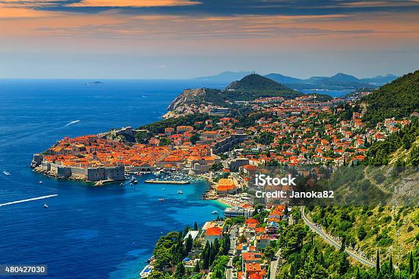 Beautiful Panoramic View Of The Walled Citydubrovnikdalmatiacroatia Stock Photo - Download Image Now