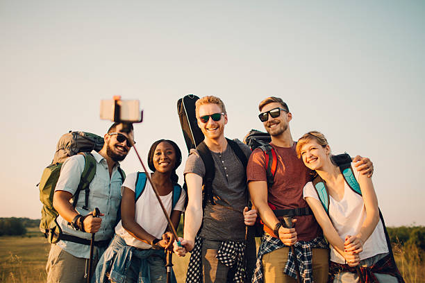 istock Friends Making Group Selfie At Hiking. 480429494