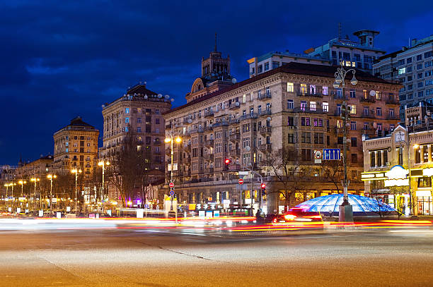 istock Kreschatik street at night, Kyiv 480429604