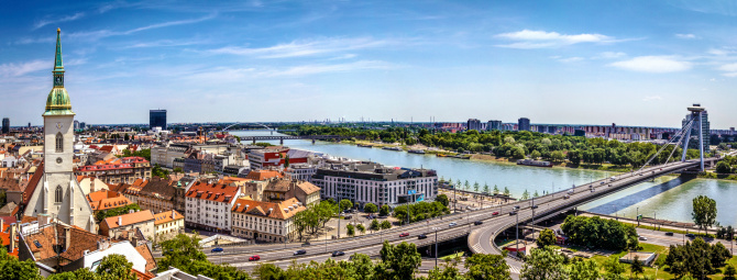 Bratislava panorama on a sunny day, Slovakia