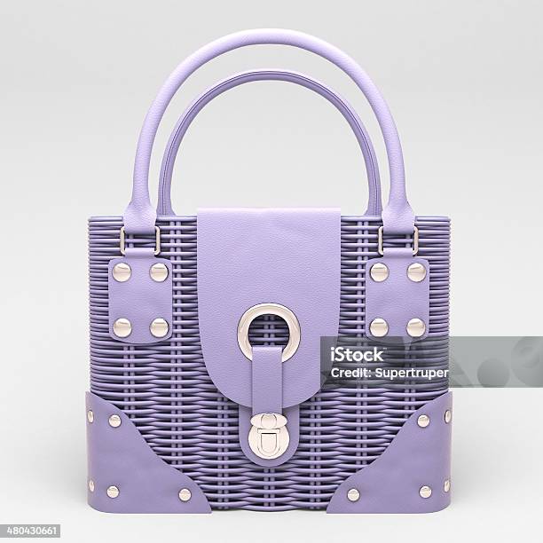Lilac Wicker Handbag Stock Photo - Download Image Now - Bag, Buckle, Close-up