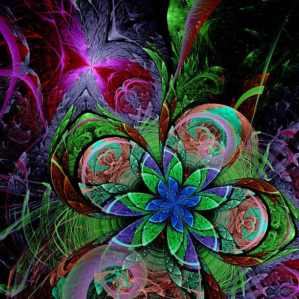 istock Colorful two fractal flower 480435521