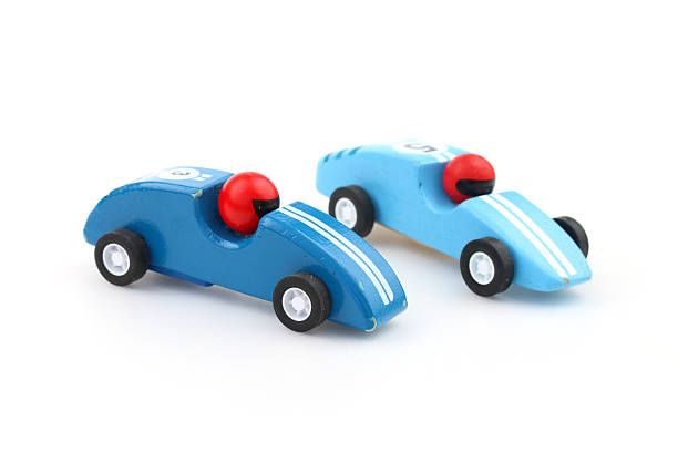 istock Two toy racecars 480436653