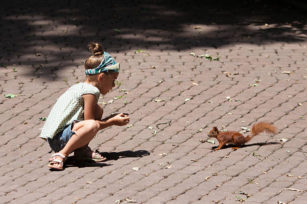 istock Little girl and squirrel 480436755