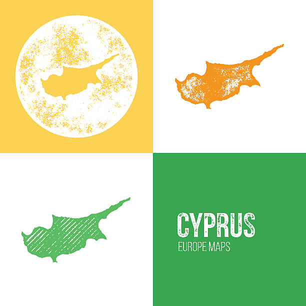 Cyprus Grunge Retro Map vector art illustration