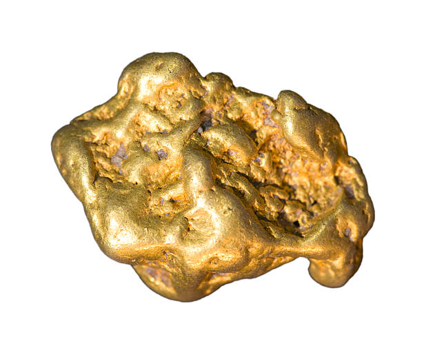 Real gold nugget isolated on white. The real thing. panning for gold photos stock pictures, royalty-free photos & images