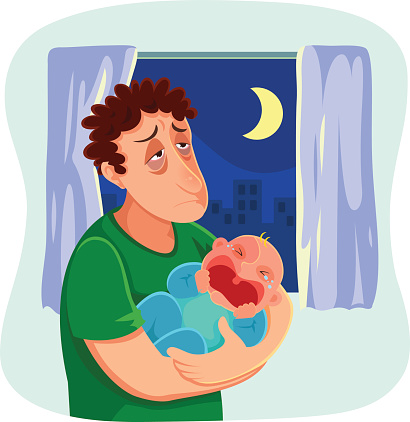 Tired Father Stock Illustration - Download Image Now - Tired, Baby - Human  Age, Father - iStock