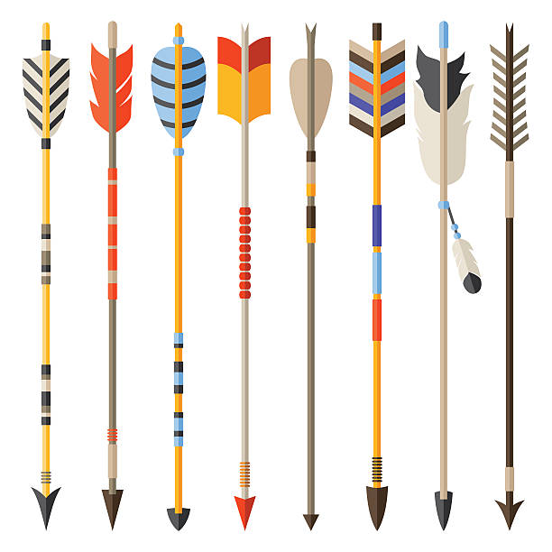 Ethnic set of indian arrows in native style Ethnic set of indian arrows in native style. famous archer stock illustrations