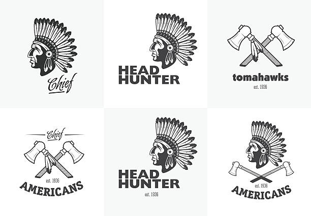 istock Set of american indian emblems, labels, badges, logos 480440358
