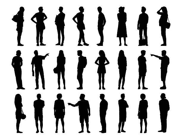 Grand ensemble de silhouettes d'hommes et des femmes debout 3 - Illustration vectorielle