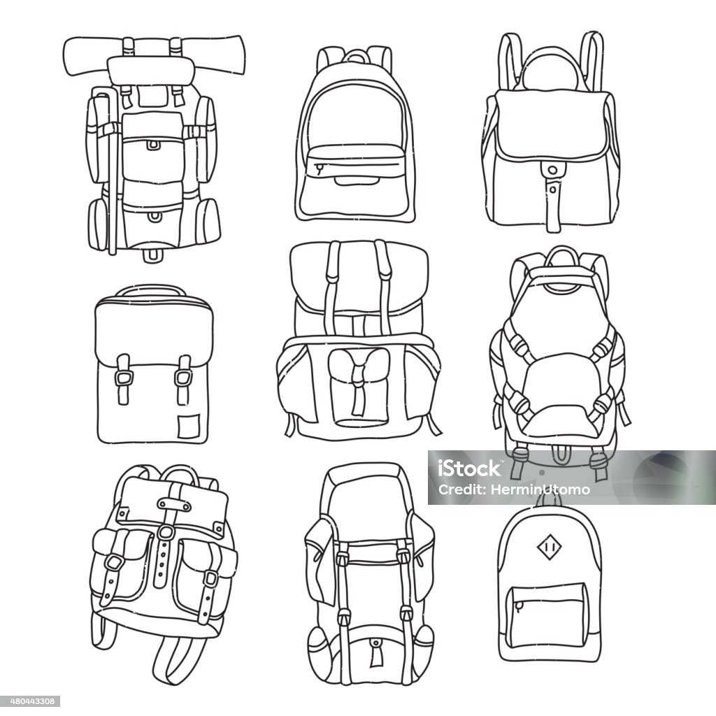 Simple Rucksack Outlines Backpack Vintage Label Outline Stock Illustration - Download Image Now ...