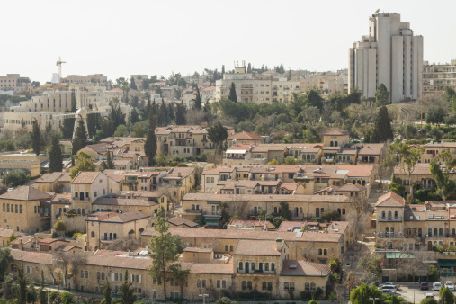 Beautiful photo panorama -  district Montifiori, Jerusalem , Israel.