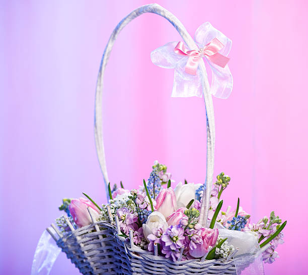 istock Beautiful spring flowers in a basket 480446001