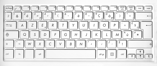 Close up of a white french azerty computer keyboard background