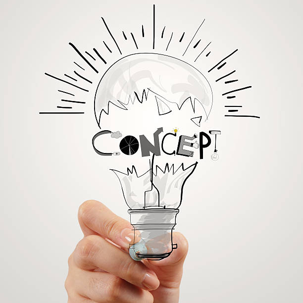 istock hand drawing light bulb and CONCEPT word design as concept 480446625