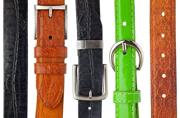 istock Leather belts with metal buckles. 480446735