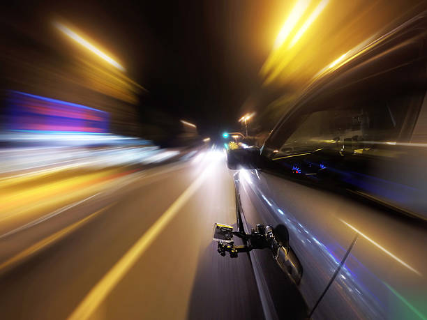 istock Night Driving - Side of Car Going Fast 480447426
