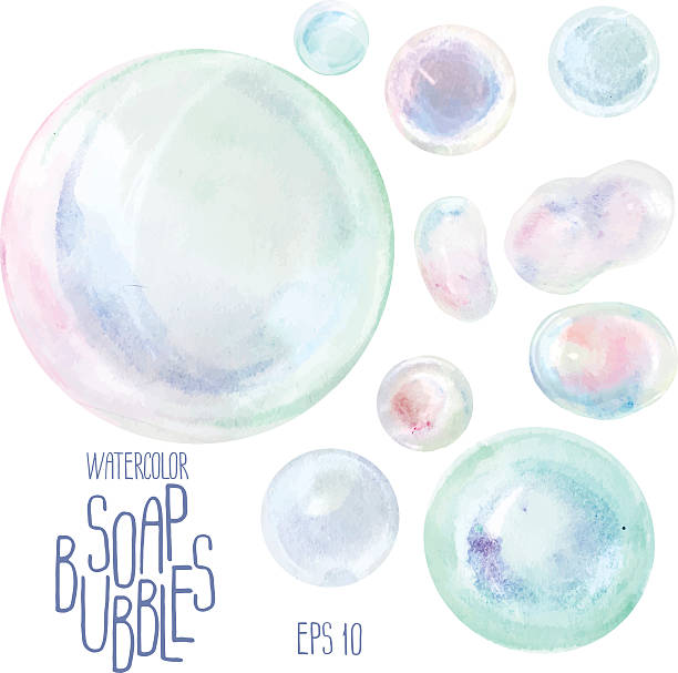 акварельные soap bubbles - soap sud bubble mid air circle stock illustrations