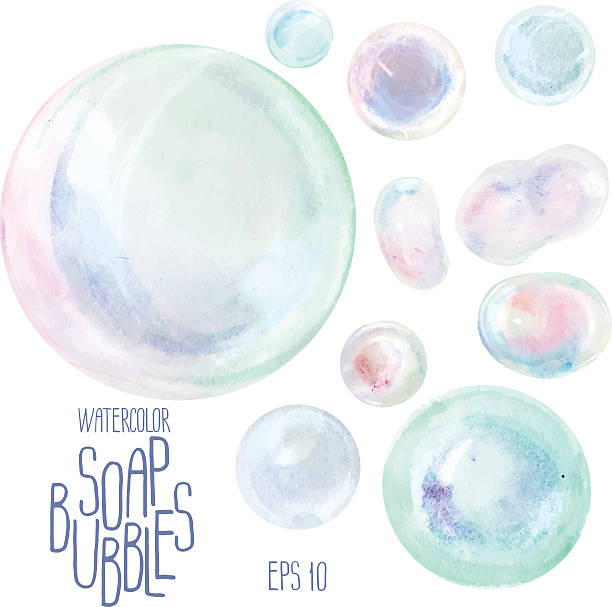 Watercolor soap bubbles Watercolor soap bubbles. Vector illustration isolated on white background bubble illustrations stock illustrations