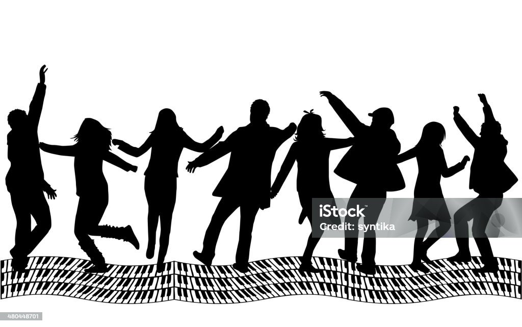 Silhouette - Group of people Dancing stock vector