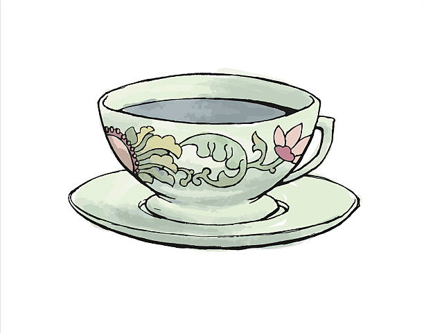 illustrazioni stock, clip art, cartoni animati e icone di tendenza di tazza di tè con colori pastello - tea cup tea green tea chinese tea