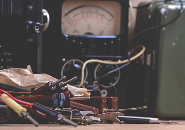 istock Old tester and other equipment for professional electrician 480452954