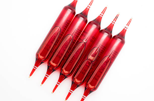 istock Red phials. Set of ampules isolated in white background 480453660