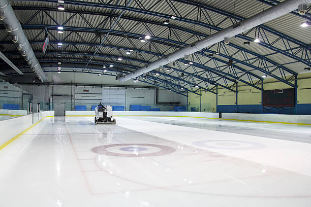 ice skating rink ice resurfacer clean ice in skating rink ice rink stock pictures, royalty-free photos & images