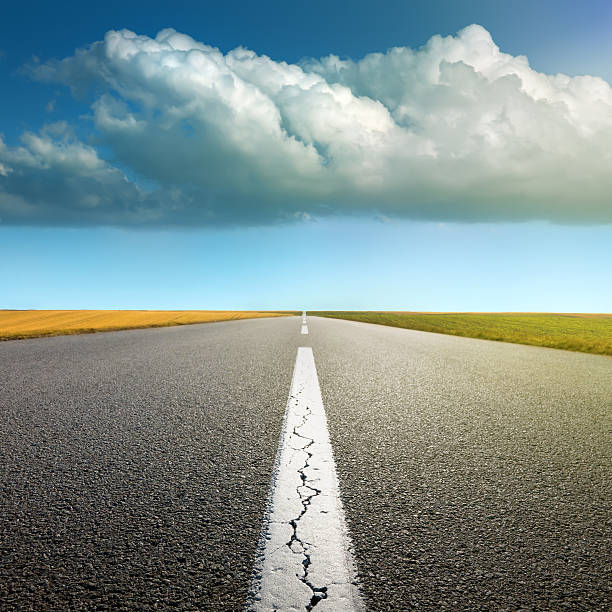 istock Driving on an empty asphalt road through the agricultural fields 480455273
