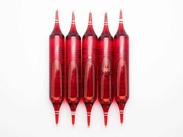 istock Red phials. Set of ampules isolated in white background 480455846